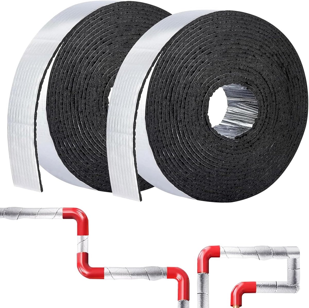 Isolatieband voor leidingen 10 m x 0,5 cm - Foam en aluminiumfolie - Water- en brandwerend - SnelShoppen
