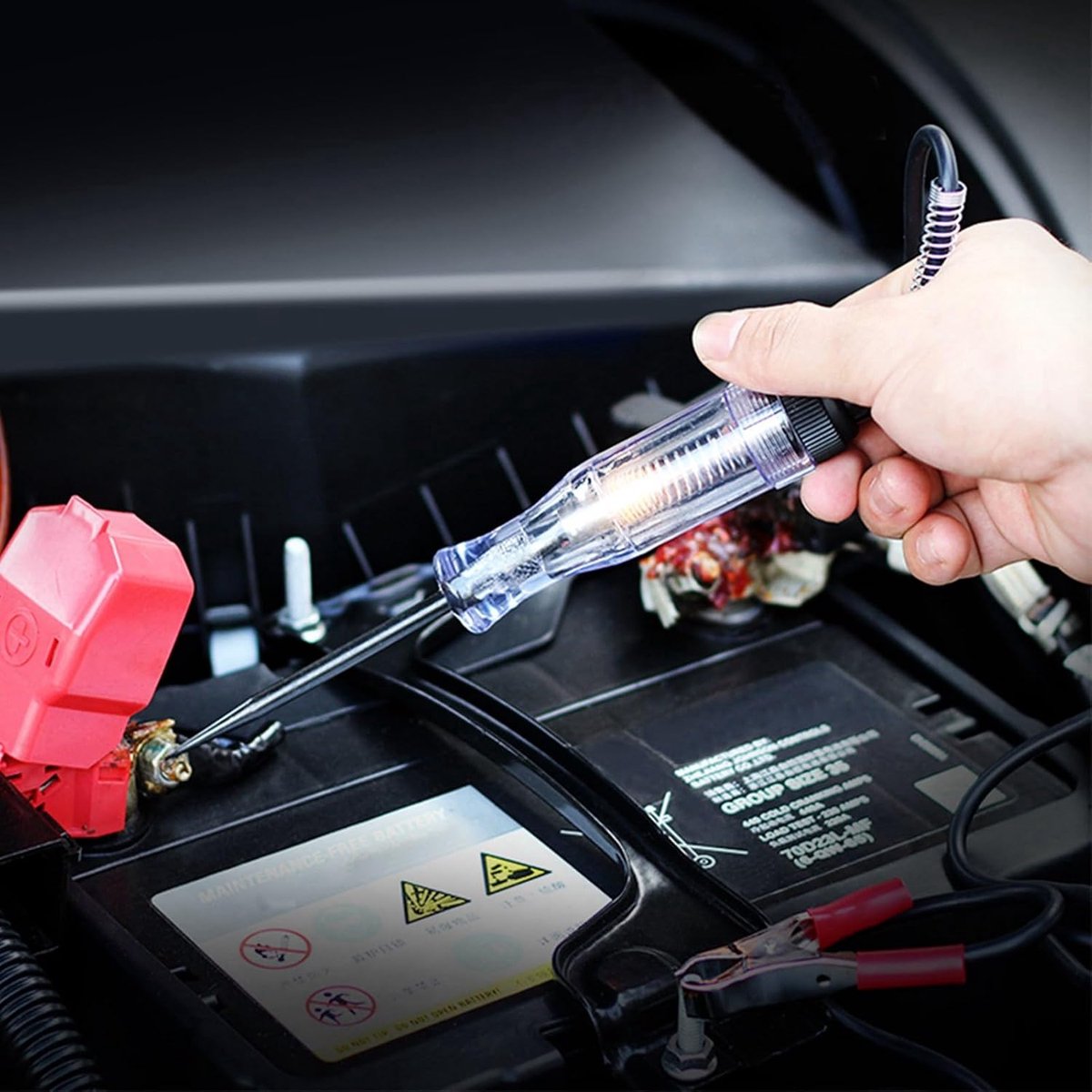 Autocircuittester - Spanningsmeter Testpen - Elektrische Controle - Lange Sonde - 6V-24V - Zwart