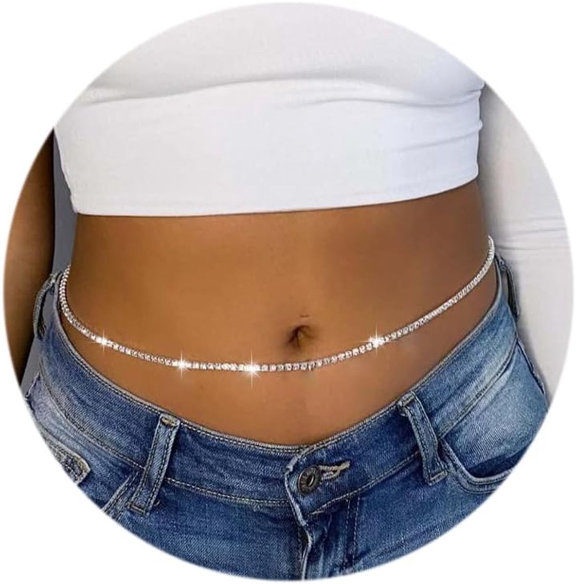 Belly chain met kristallen - Boho stijl - Voor vrouwen en meisjes - Perfect voor nachtclubs - SnelShoppen