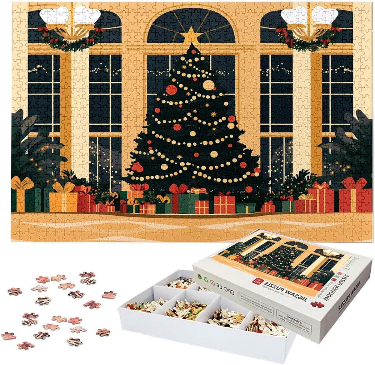 Houten Puzzel - Legpuzzel Kerstmis - Ontspanning Thuis - 4000 Stukjes - 141x87cm - Multicolor