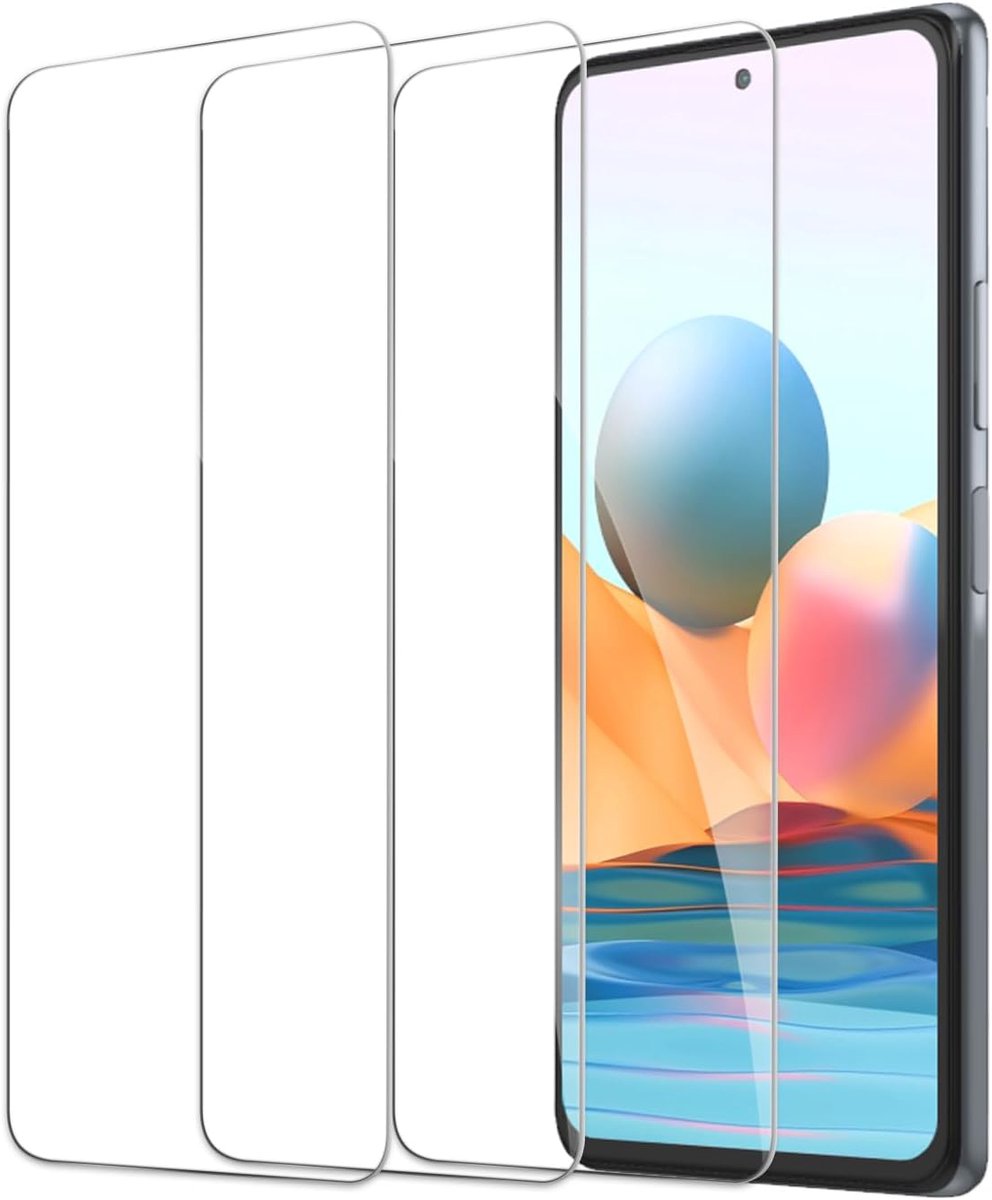 Displaybeschermfolie voor Xiaomi Redmi Note 10 Pro, displaybeschermfolie van gehard glas, HD, hardheidsgraad 9H, anti-vingerafdruk, luchtbelvrij, ultra-robuust, verpakking van 3 stuks