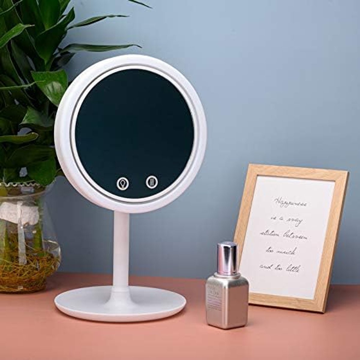Make-up spiegel met LED verlichting - 360° draaibaar - 5x vergroting - Perfect voor dagelijkse gezichtsverzorging - SnelShoppen