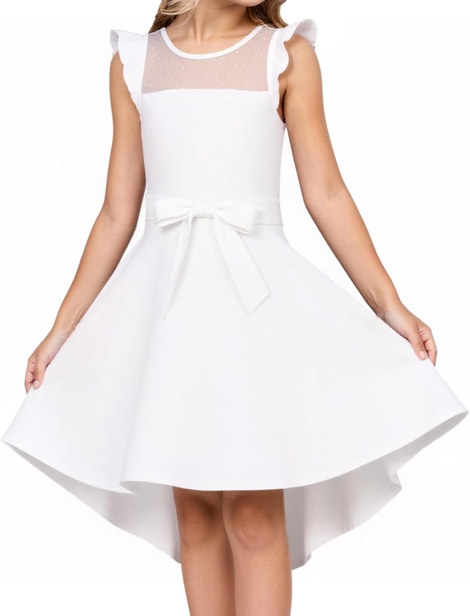 Zomerjurk voor meisjes, elegant, feestjurk, mouwloos, ronde hals, vrijetijdskleding, bruiloft, kinderen, 6-15 jaar