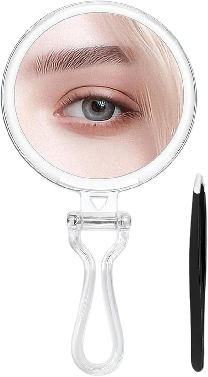 Vergrotingsspiegel, handgehouden, draagbaar, verstelbaar, draaibaar, vergrotingsspiegel, voor dames en heren, beauty, camping, badkamer, bureau, make-uptafel, , salon, slaapzaal