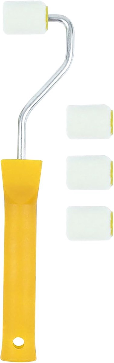 Verfrollerset, klein, verfroller, muurverf, wolafdekkingen, afneembare kleine roller voor het schilderen van randen of hoeken, 1 kunststof handvat en 4 borstelkoppen