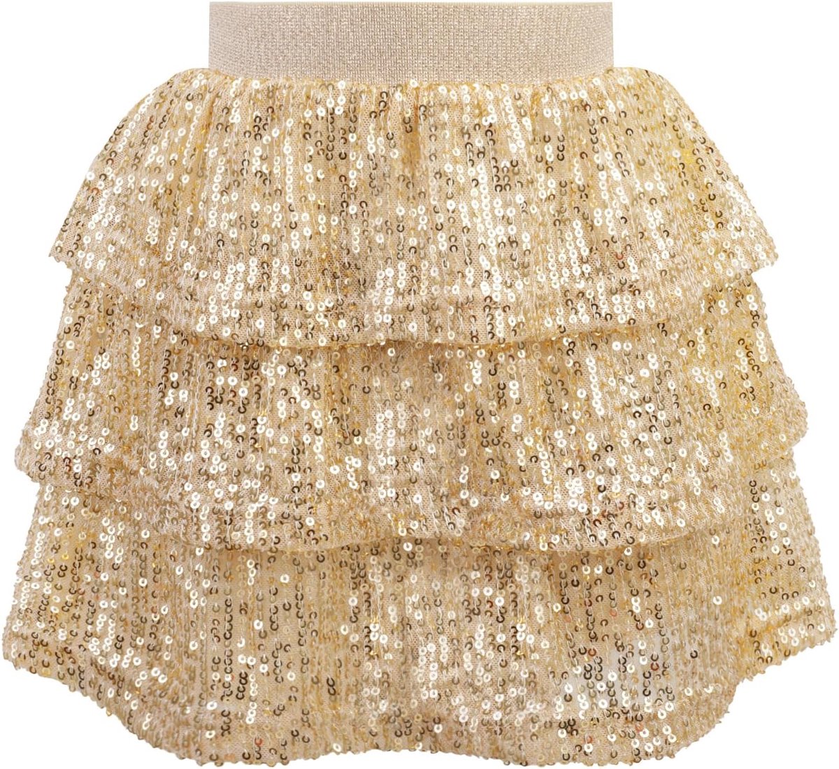 Gelaagde glitterrok met lovertjes voor meisjes - sprankelende ruches elastische taille skater voor kinderen van 5-14 jaar