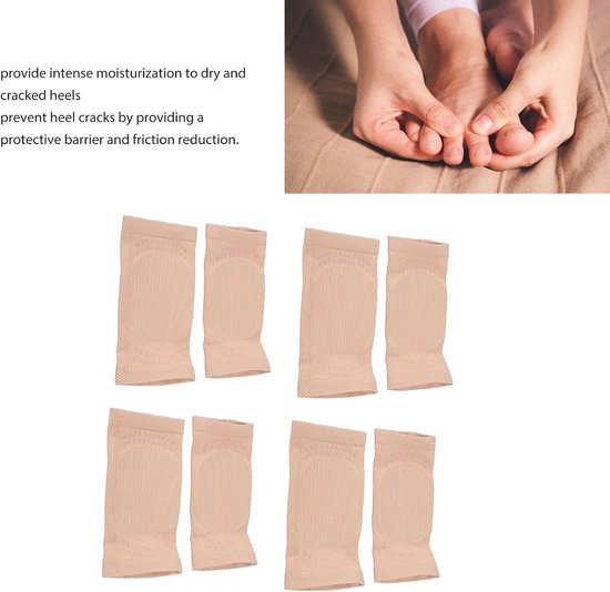 4 Paar Achillespees-hielbeschermer, Siliconen Hielbeschermersokken Achilles-beschermhoes Nylon Schokabsorberende Compressie-hielmouwsokken voor Bursitis Tendinitis Tederheid — afbeelding 3