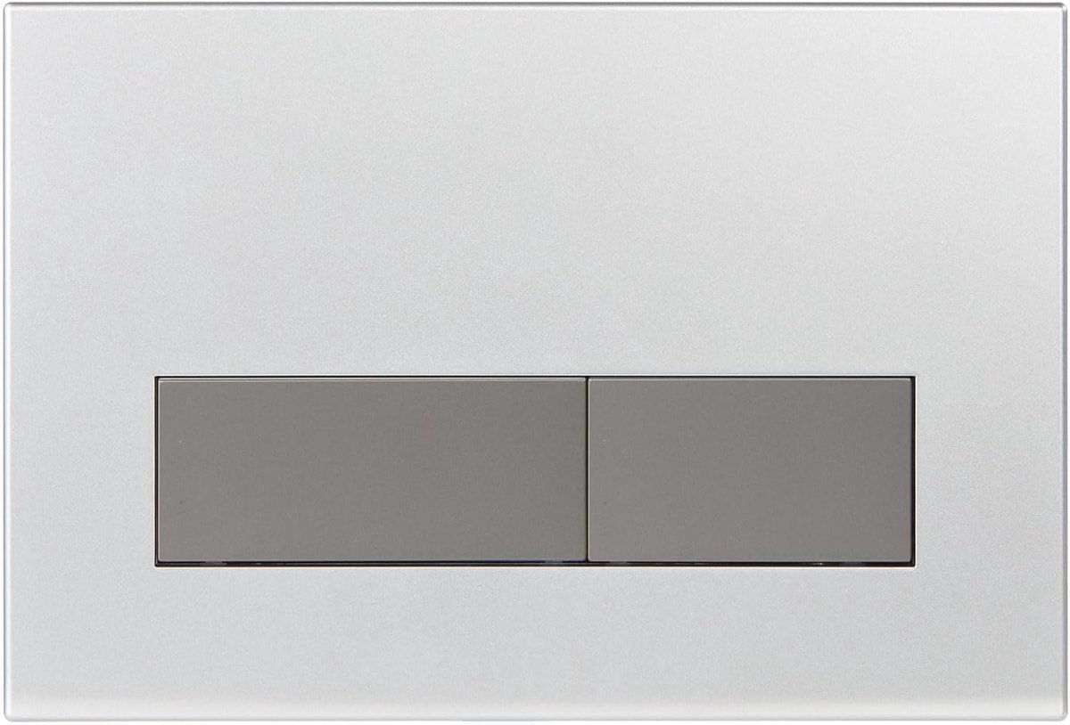 WC-Bedieningsplaat met Installatieframe & Duwknop, Compatibel met Geberit Sigma, UP300 en UP320 Series, Spoelplaat met Dubbele Spoeling Functie (Mat Zilver & Mat Donkergrijs Knop)