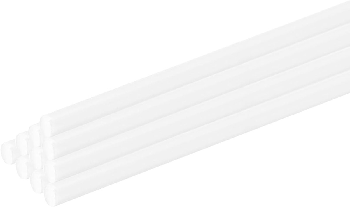 10 stuks witte ronde stangen van kunststof, 2 x 250 mm, ABS-styreen, ronde staaf, solide stang, model voor doe-het-zelf speelgoed, bouw, architectonische modellen