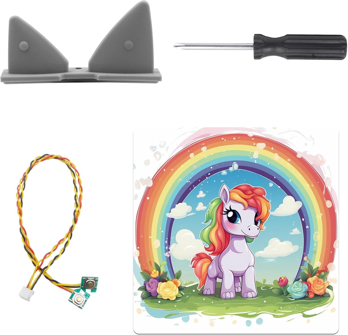 Oren, reserve knoppen kabel met schroevendraaier voor Toniebox, beschermfolie stickers voor de Tonie Box top, volumeregelaar, toetsen oren, reparatieaccessoires
