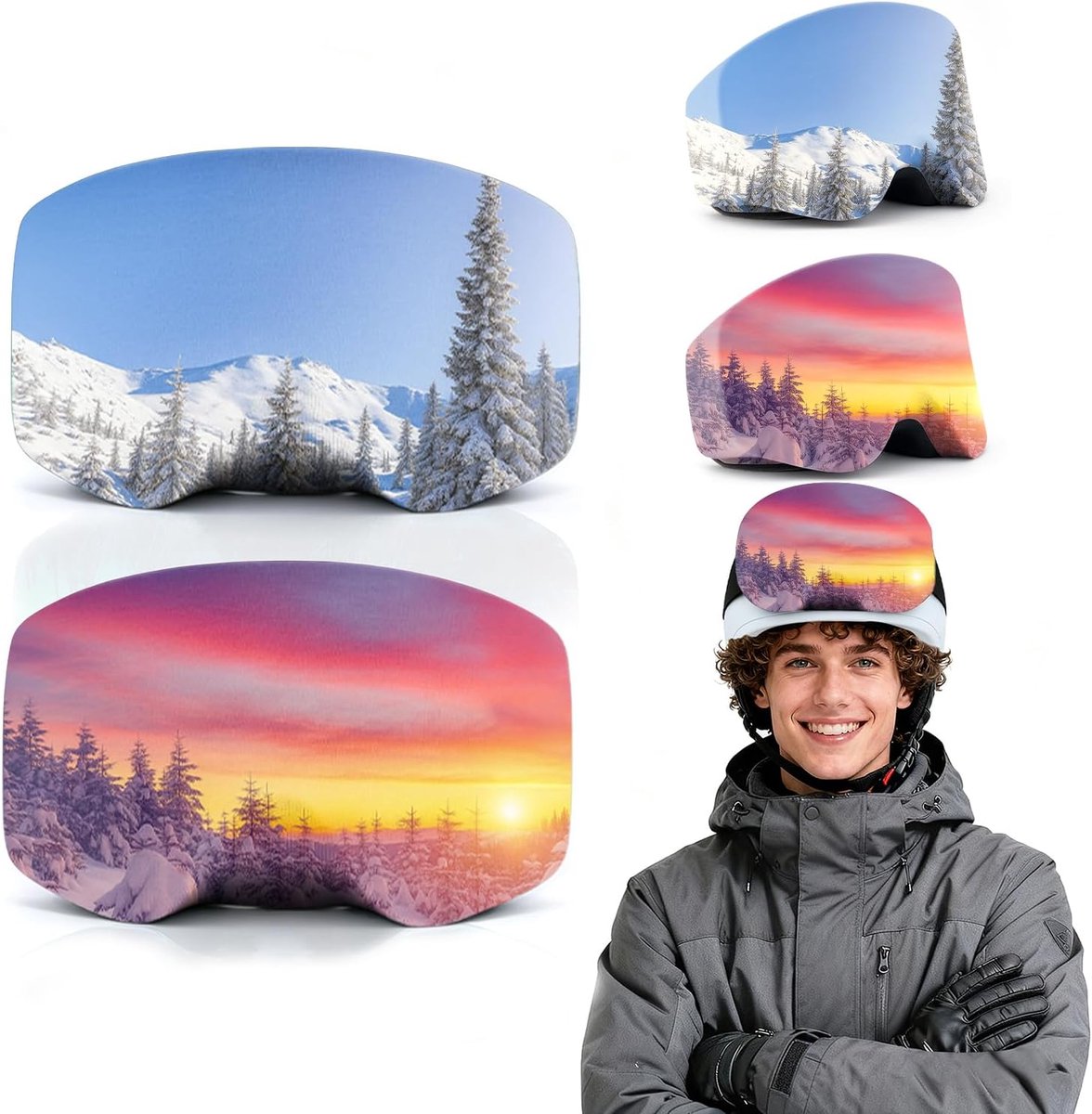 Overtrek voor skibrillen, 2 stuks, beschermhoes voor skibril, anti-kras en anti-stof, slijtvast, als brilglasbescherming voor skibrillen