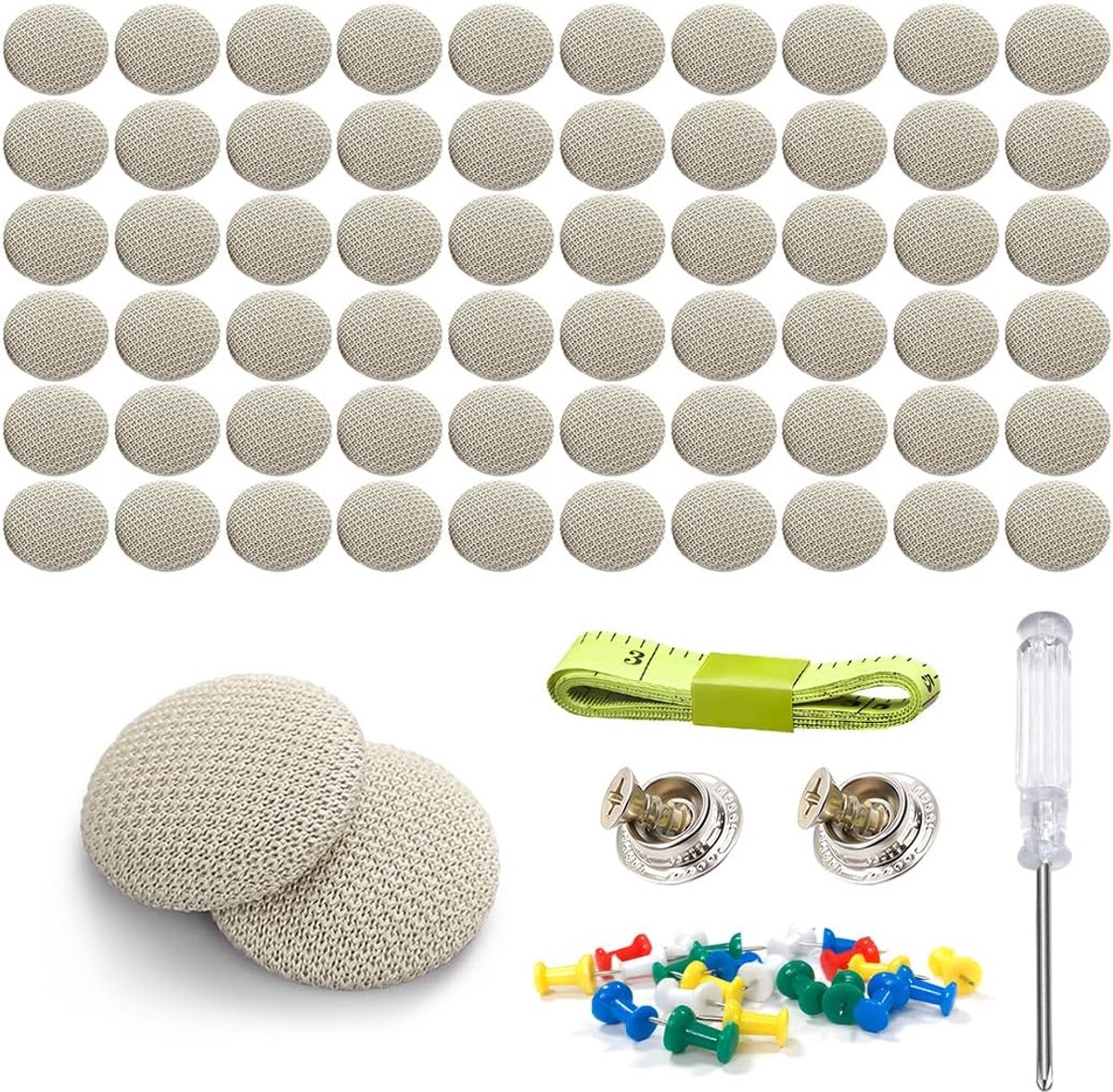 verpakking van 60 stuks dakhemel reparatieset, vervangingsklinknagel voor autodak, reparatieset voor autodakhemel met punaises, schroevendraaier, reparatieknop voor autodak (beige-grijs)