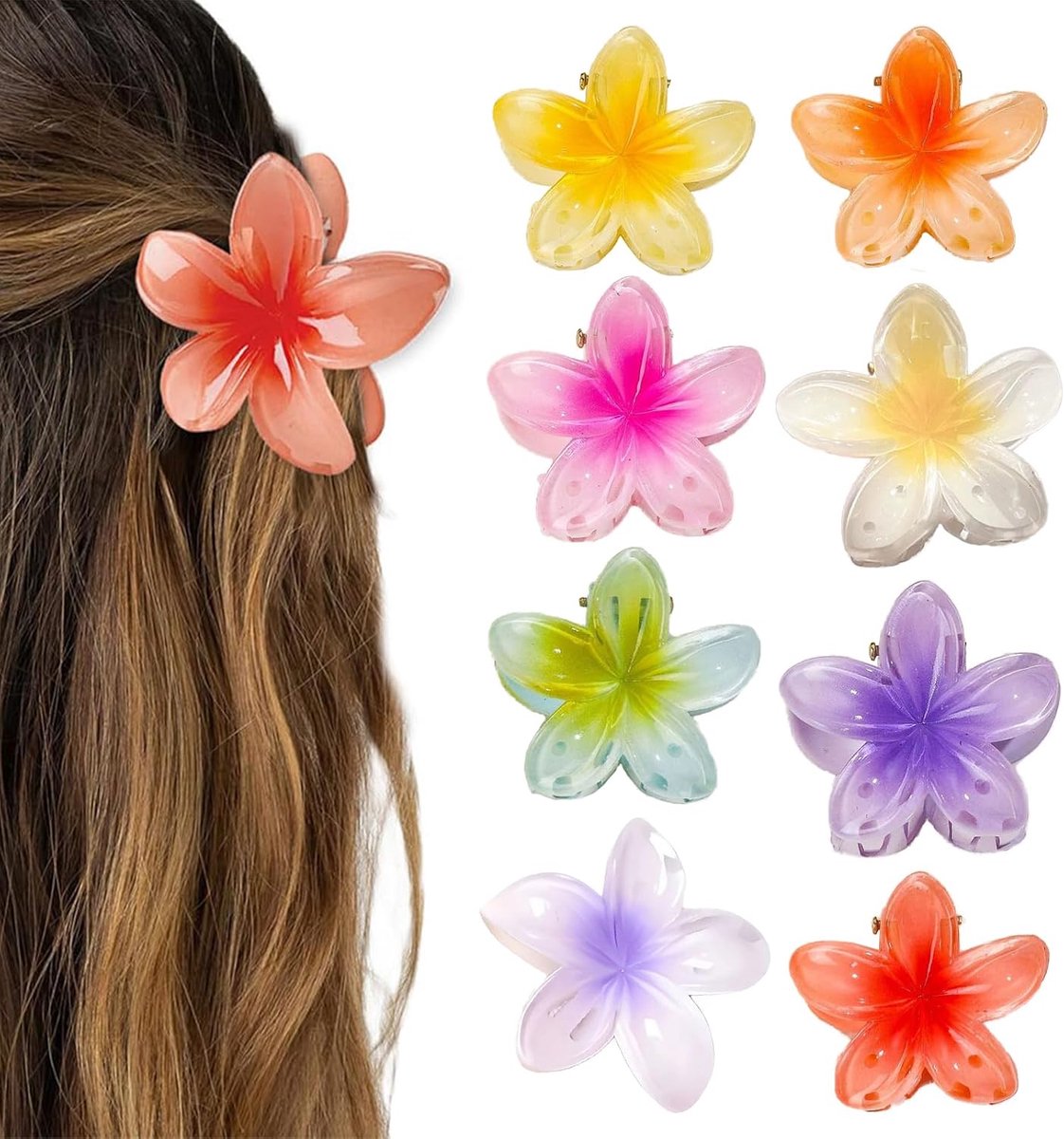 8 stuks bloemenhaarspeldjes, 4 cm mini bloemenhaarspeldjes, schattige acryl haarspeldjes, antislip haarspeldjes voor vrouwen & meisjes, haarstylingaccessoires
