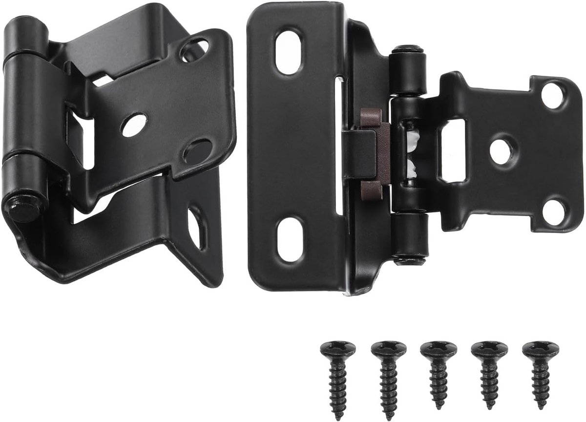 Scharnieren voor meubels, deuren en keuken, 1/2 inch, scharnieren voor meubels, keuken, overlapping meubelscharnier, automatische sluiting voor deuren, kasten, meubels, zwart