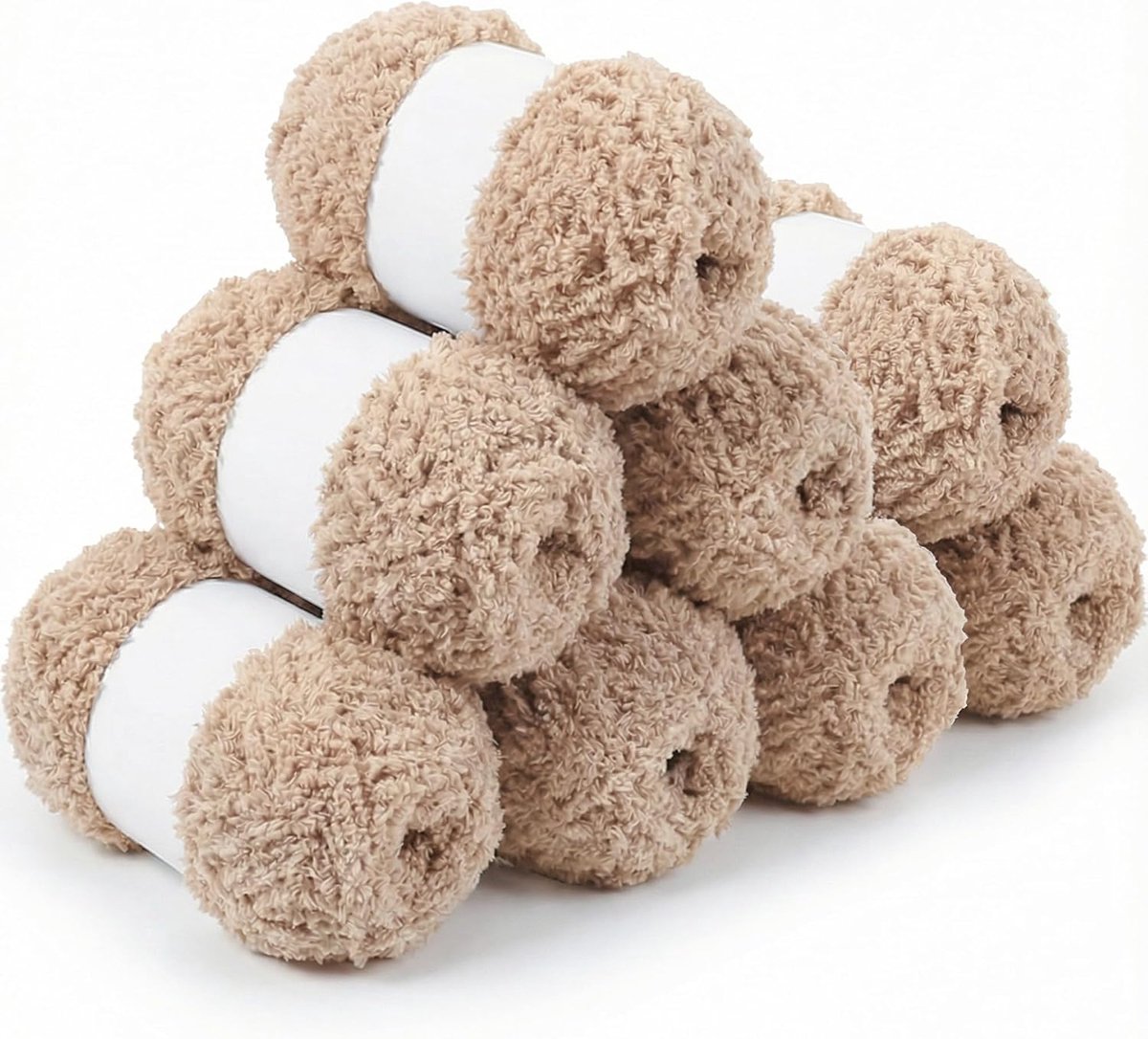 garen, set van 8 x 50 g, grof garen voor handbreien, dikke pluizige wol, zachte dikke wol voor gehaakte dekens, sjaals, hoeden, speelgoed, doe-het-zelf projecten (8 stuks, beige