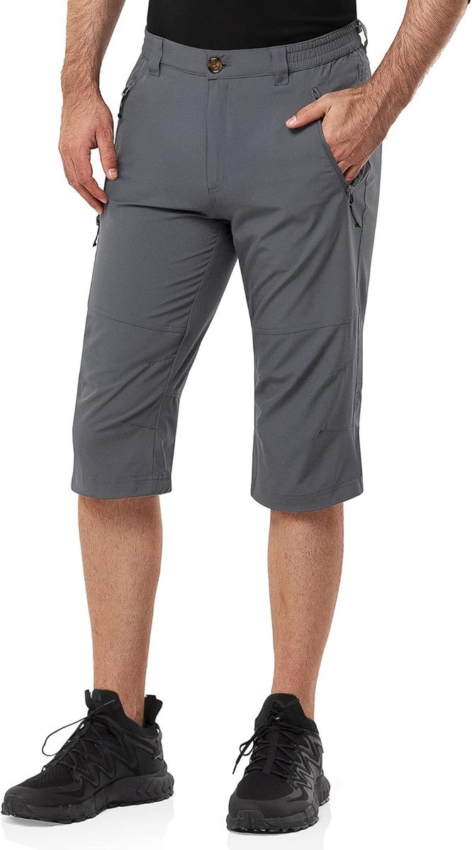 Shorts, korte wandelbroek, stretch, lichte fietsbroek, zomer, capri, driekwart, outdoorbroek, UPF 50+, met veel zakken, voor wandelen, hardlopen, fietsen