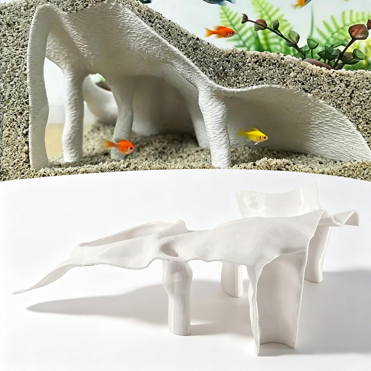 ondergronds, garnalen verstoppen, simulatie grot | Aquariumdecoratie, garnalen, tankaccessoires voor kleine vissen, verstoppen, wit, aquariumholt, 18 x 18 x 9 cm