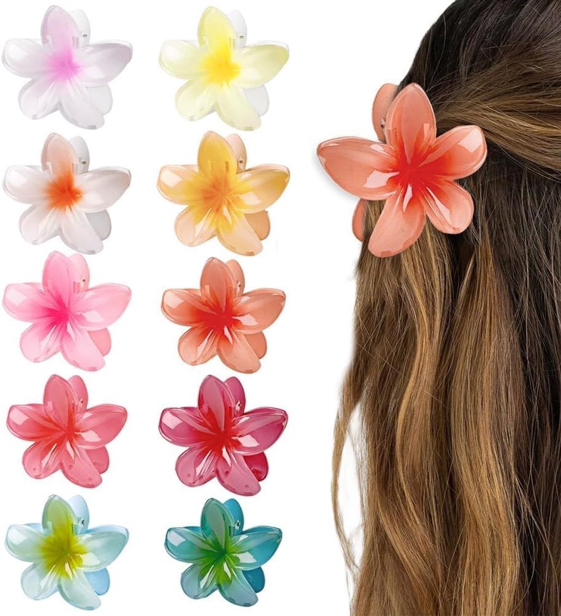 10 Stuks Haarklemmen Bloem Haarclip Plumeria Haarklauw Haarspeld Haarklem Voor Dames Meisjes Updo Paardenstaart Haaraccessoires Voor Dik en Dun Haar Styling Dagelijks Gebruik