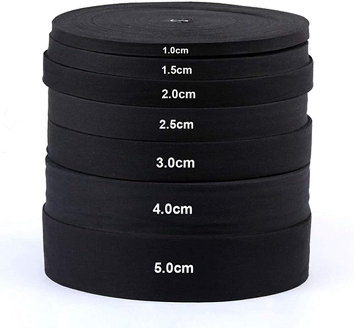 band 100 m, decoratief lint - zonder visgraatpatroon - 100% katoen, zwart, 1,5 cm