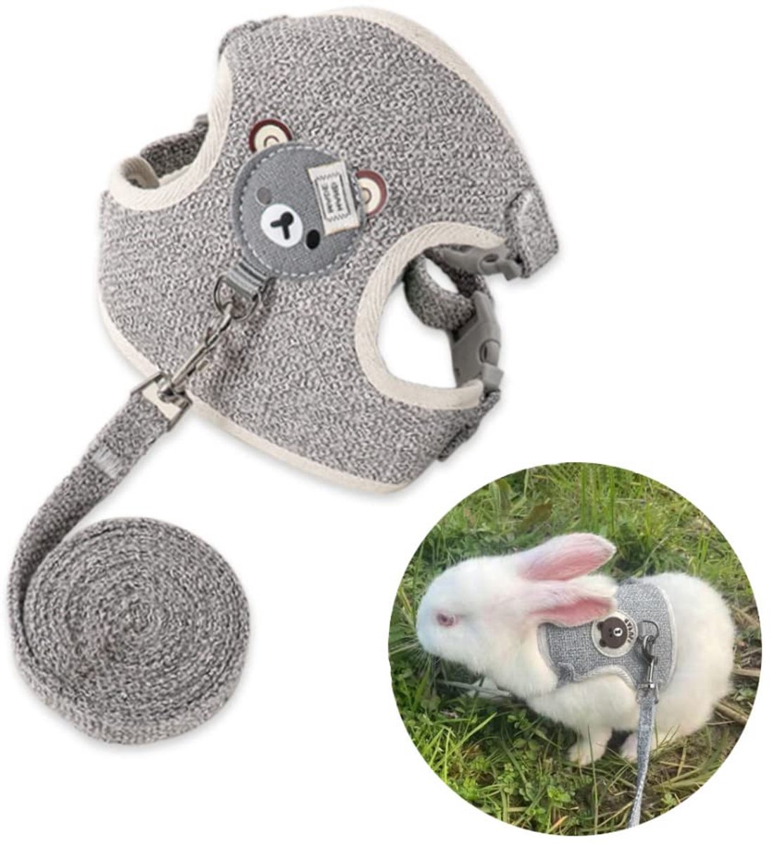 Verstelbare konijnen riem en tuig set - 27-35 cm - voor konijntjes en kleine huisdieren - ShopVlot