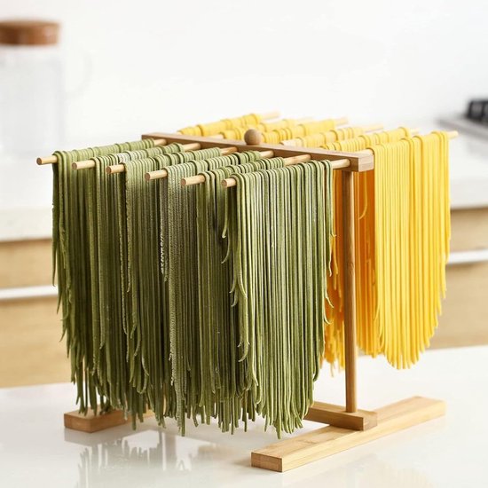 Pasta droger 12-stangen - houten nudelstandaard - ruimtebesparend - eenvoudig te reinigen - ShopVlot — afbeelding 2