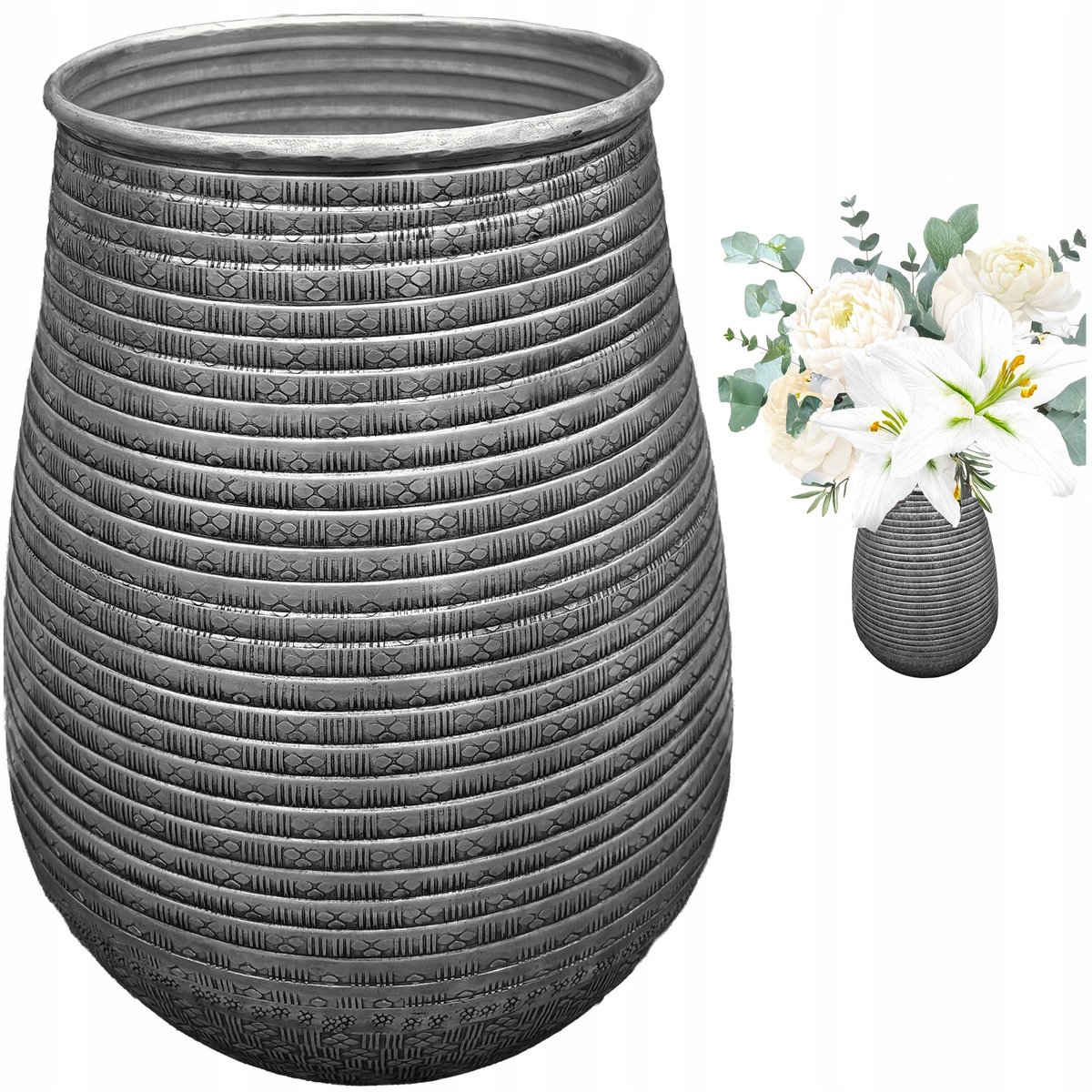 Merkloos Metalen Vaas 31cm Zilver Mat - Stijlvolle Woondecoratie