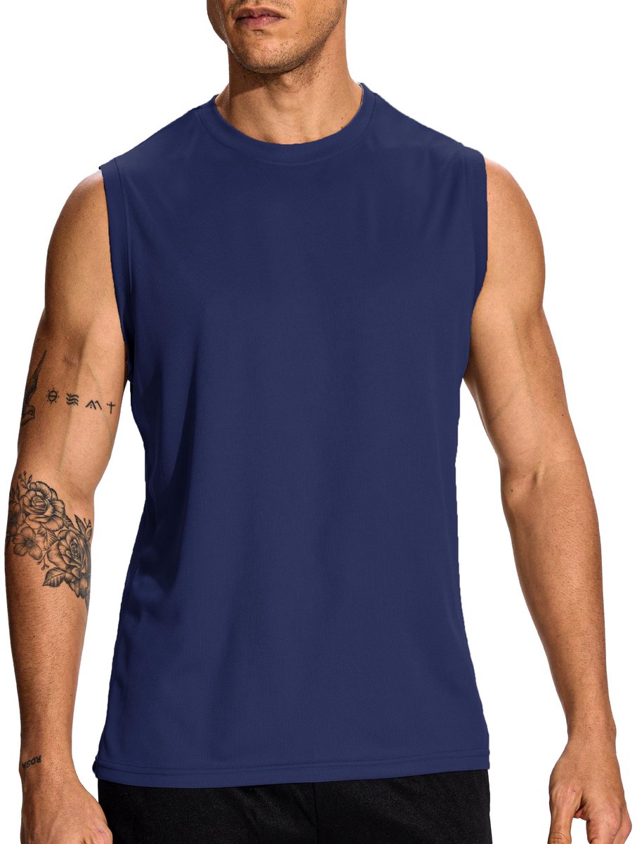 Sporttanktops heren S - 3 of 5 stuks - sneldrogend - ademend - ideaal voor fitness - ShopVlot