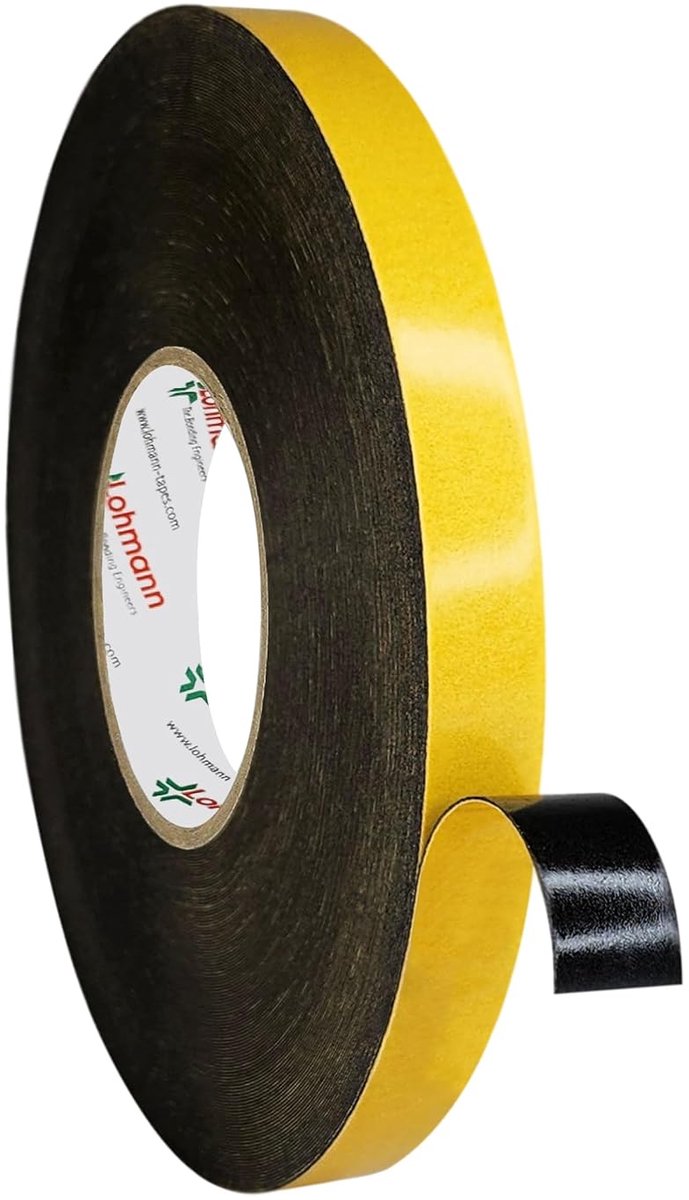 Dubbelzijdige montage tape 12 mm x 50 m - zwart - sterke hechting - ideaal voor duurzame montage - ShopVlot