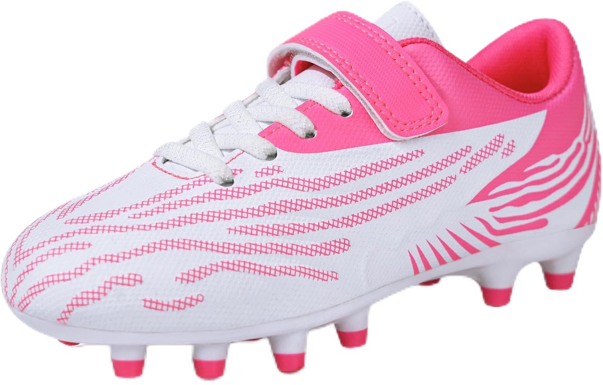 Kindervoetbalschoenen 37 EU - noppen - wit, roze - voor jongens en meisjes - ShopVlot