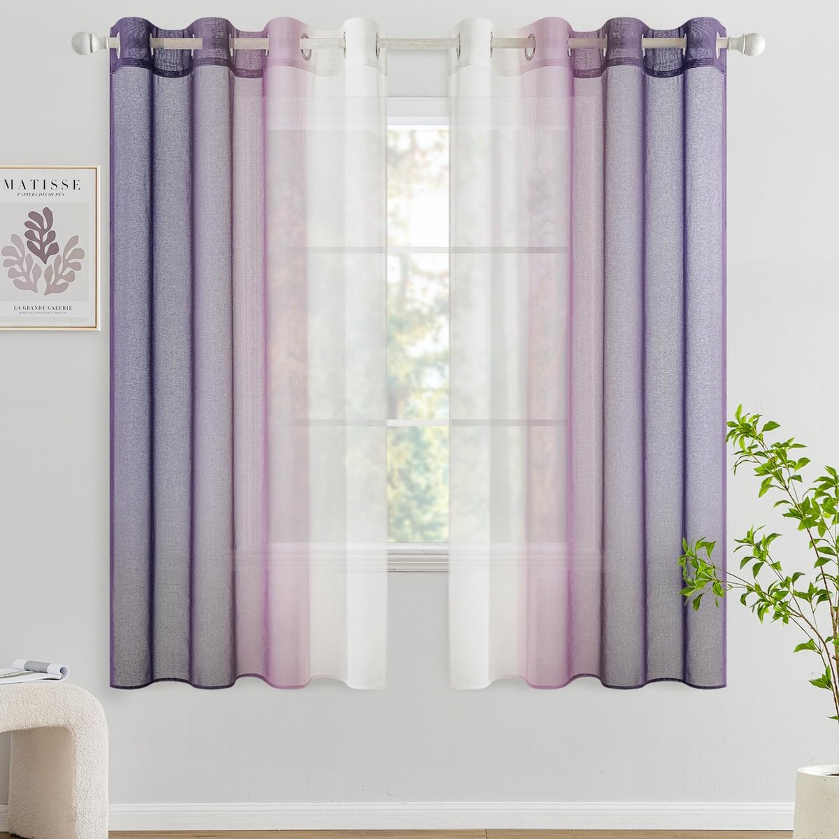 Semi-transparante gordijnen 140 x 175 cm - polyester - modern en elegant - ideaal voor woonkamer - ShopVlot