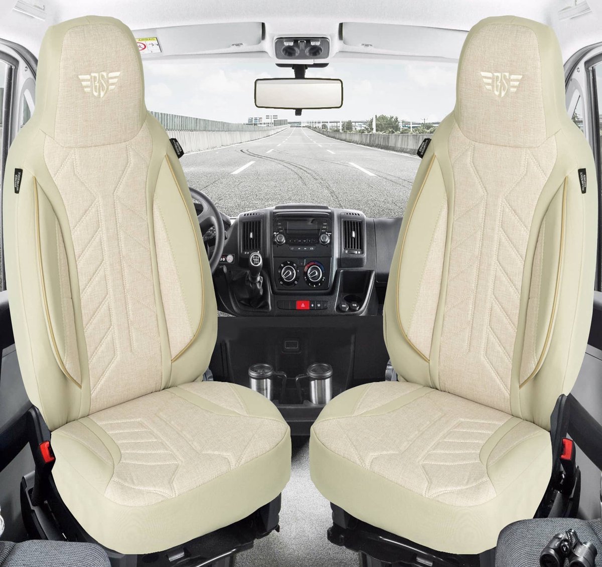 Autostoelhoezen voor Toyota Proace BJ vanaf 2016 – Stoelhoezen voor bestuurder en passagier in Beige