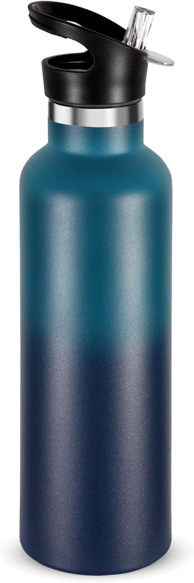 Drinkfles 750 ml - roestvrij staal - dubbelwandig - ideaal voor school en sport - ShopVlot