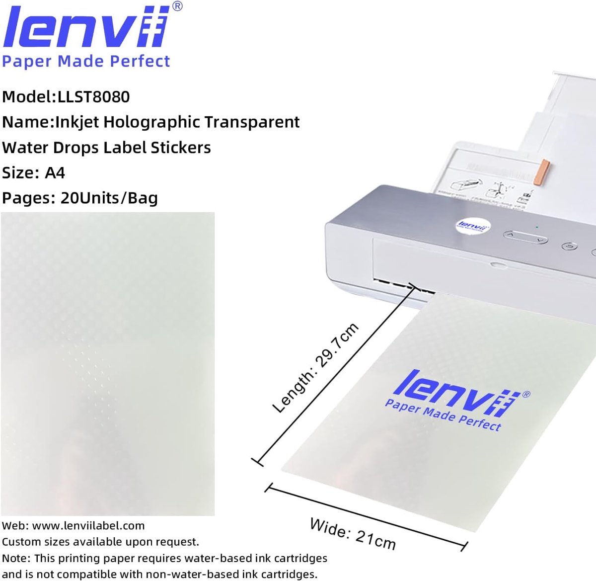 Labelstickers A4 - holografisch transparant - kleine liefde hart - ideaal voor persoonlijke cadeaus - ShopVlot