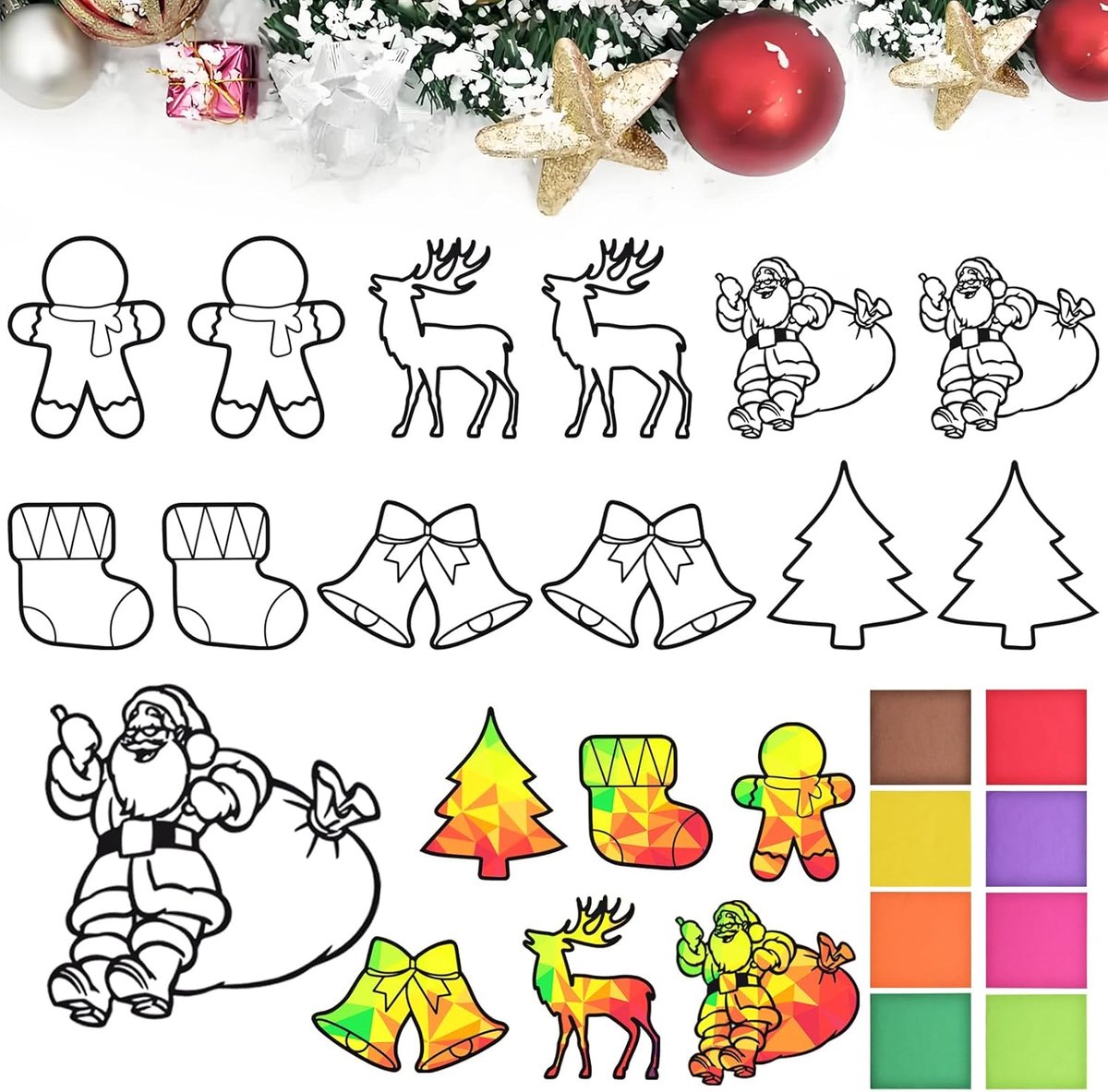 Kerstknutselset kinderen 12-delig - maple leaf ontwerp - herfst decoratie - creatief plezier - ShopVlot