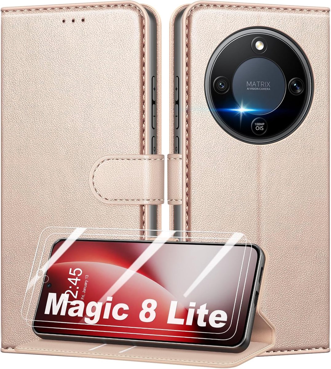 Mobiel hoesje Honor Magic 8 Lite - Premium PU Leer - RFID Blokkering - 360° Bescherming - ShopVlot