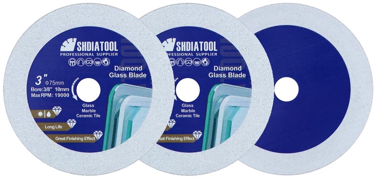 Diamant glas snijschijf 75mm - ultra-dun snijblad - voor keramiek en marmer - glad snijden - ShopVlot