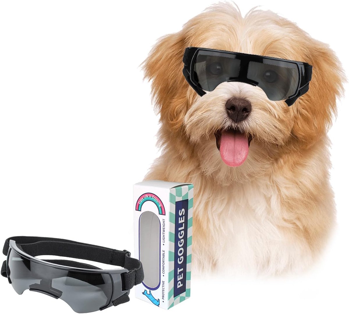 Hondenzonnebril Anti-UV - Geschikt voor kleine honden - Zwart - Beschermt ogen tegen schadelijke straling - ShopVlot