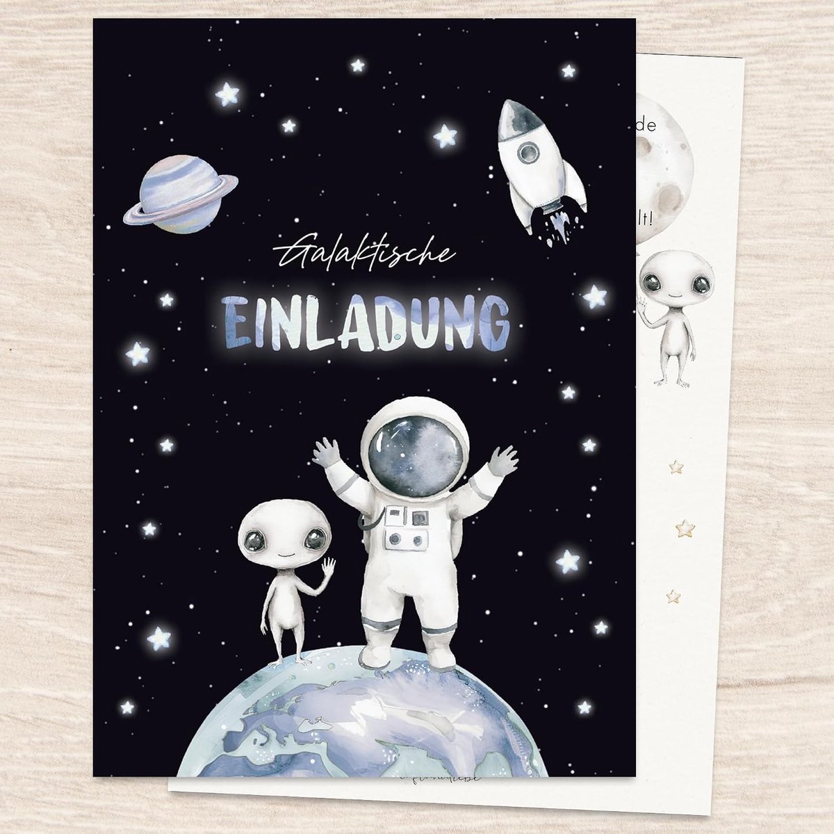 Verjaardagsuitnodigingskaarten A6 - Galactisch astronautenmotief - Set van 10 kaarten - Perfect voor kinderfeestjes - ShopVlot