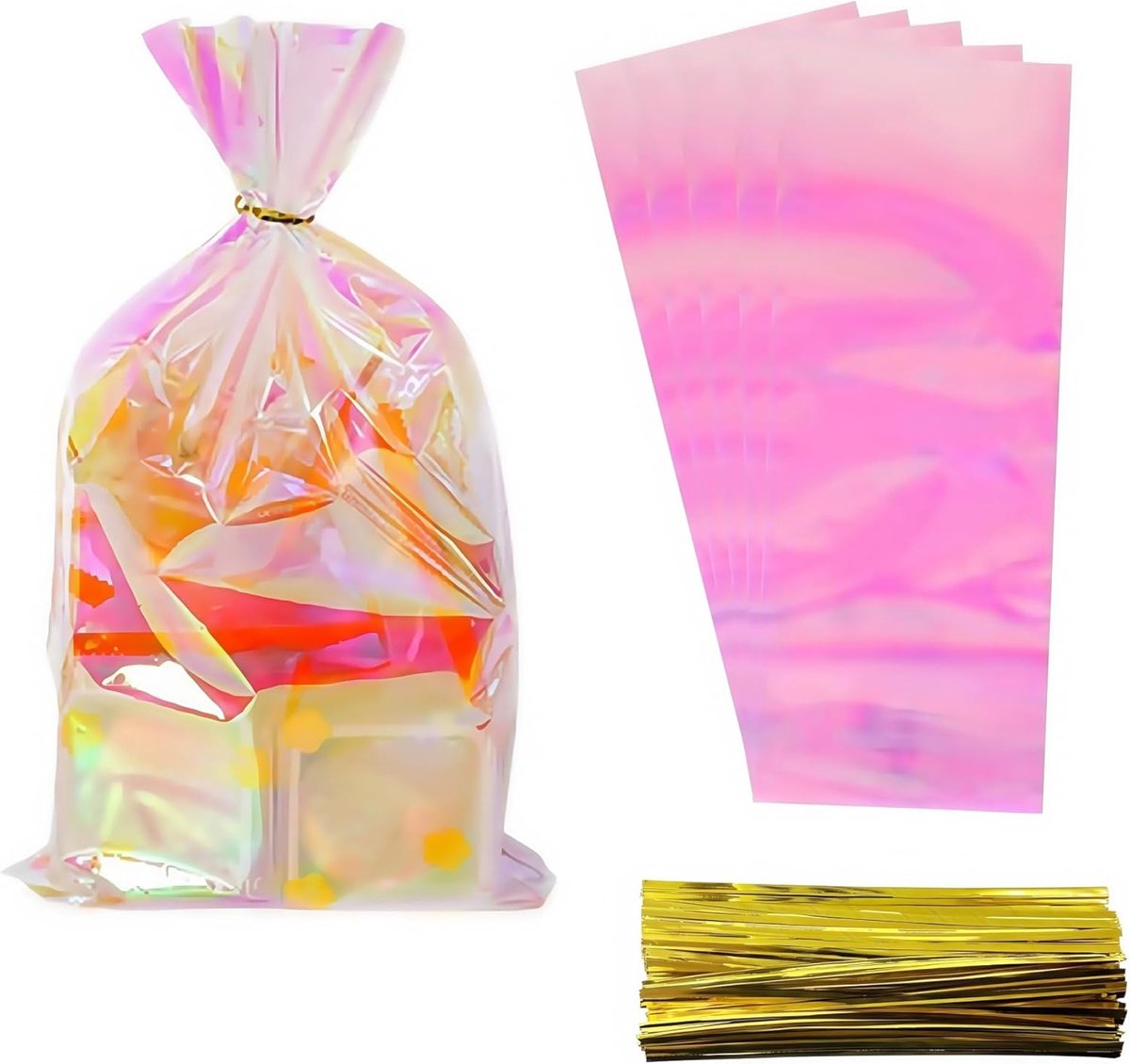 Cellofaan zakken 15,5 x 30,5 cm - transparant kunststof - met twist-tips - ideaal voor geschenkverpakking - ShopVlot