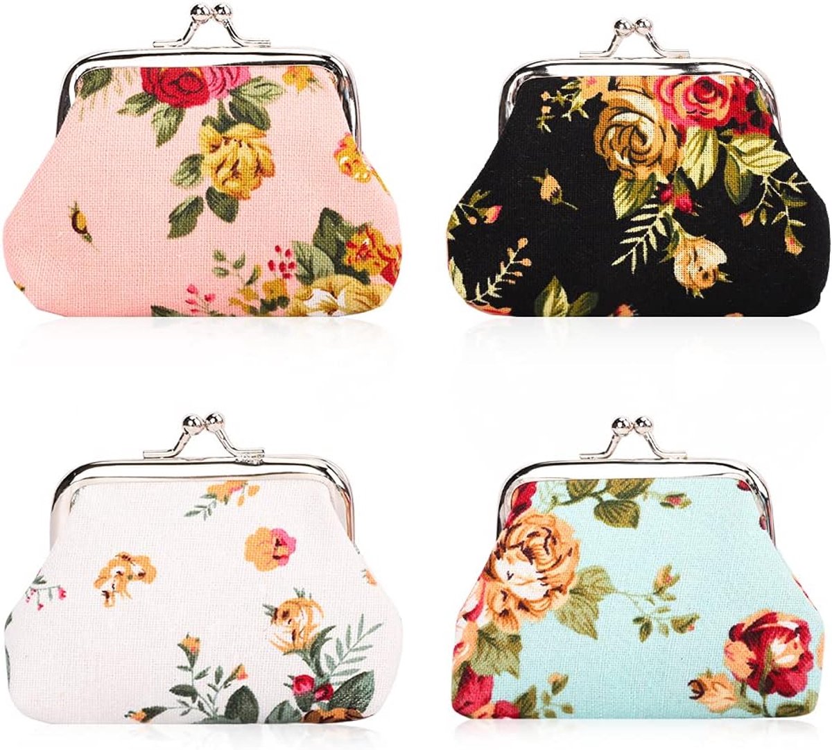 Monedero klein 3,5 inch - met 4 verpakkingen - kisslock sluiting - ideaal voor vrouwen en meisjes - ShopVlot