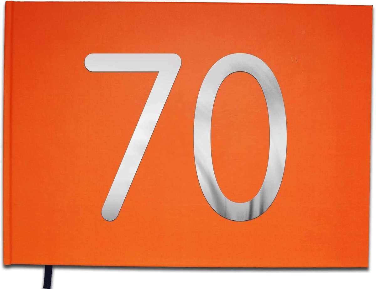 Gastenboek 70 jaar - A4 liggend - oranje koraal - premium kwaliteit voor bijzondere momenten - ShopVlot