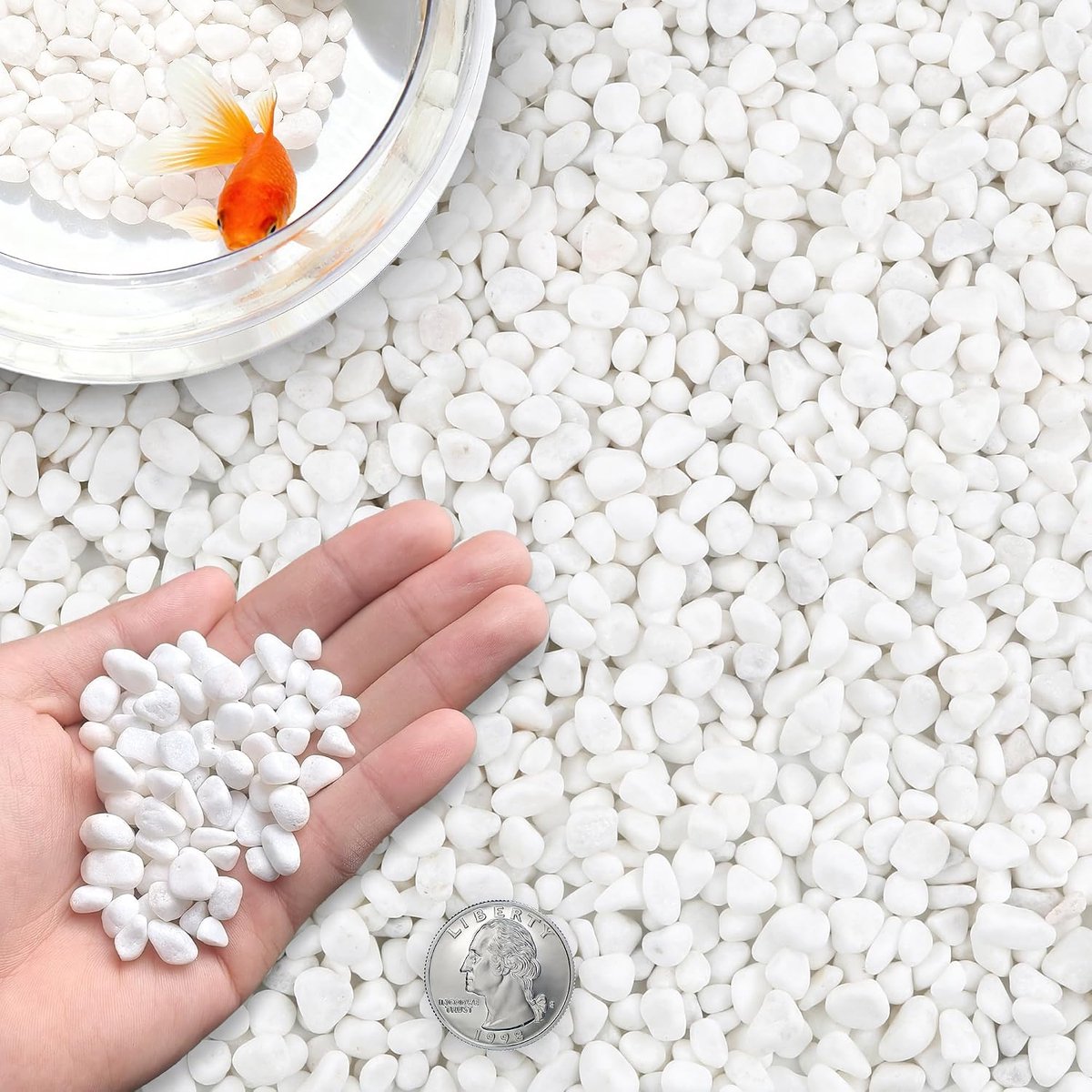Decoratieve witte stenen 12-15mm - mini grind voor aquarium en bloempotten - matte afwerking - sfeervolle decoratie - ShopVlot