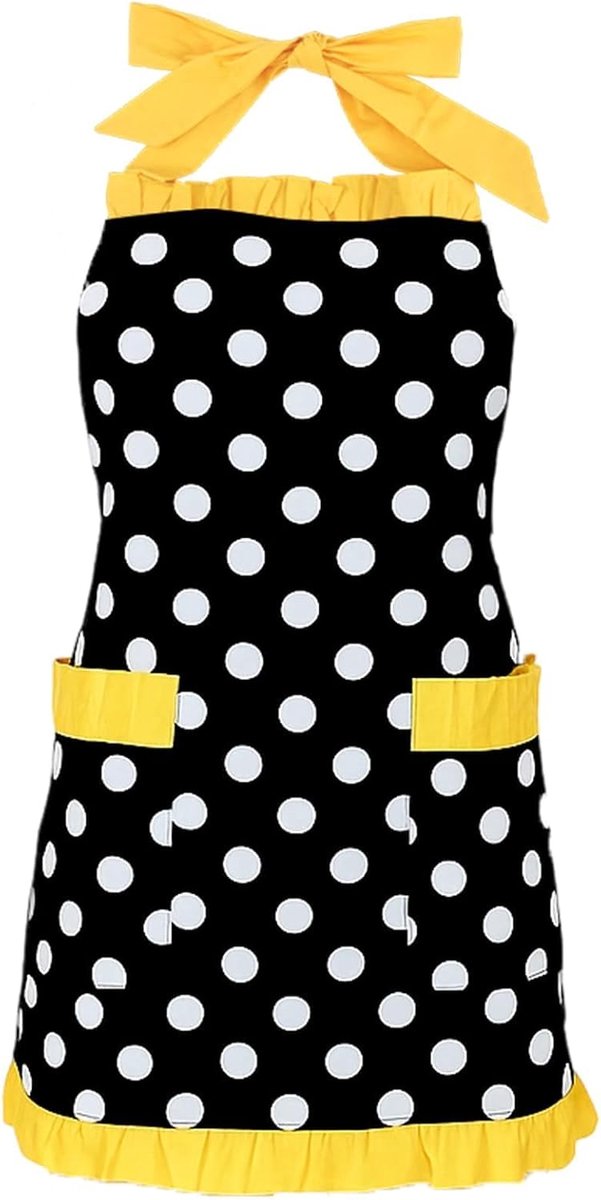 Keuken Schort Vrouwen - Vintage Polkadot - Katoen - Retro 50s Stijl - Ideaal voor Koken - ShopVlot