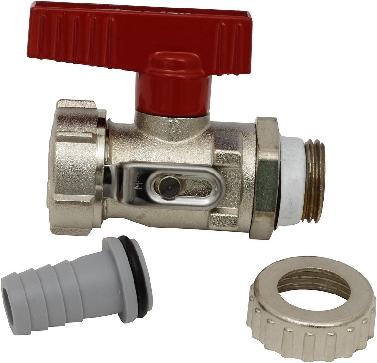 Kogelklep PN 16 G 1/2" - met vleugelhendel - met slangaansluiting - ideaal voor vullen en legen van verwarmingssystemen - ShopVlot
