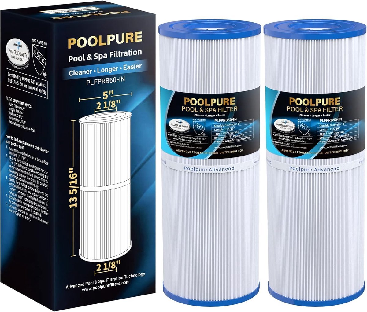 Spa filter cartridge 50m2 - geschikt voor Pleatco PRB50-IN en meer - NSF/ANSI 50 gecertificeerd - ShopVlot