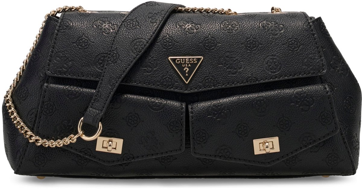 GUESS schoudertas Blake Convertible Crossbody Flap Black Logo zwart