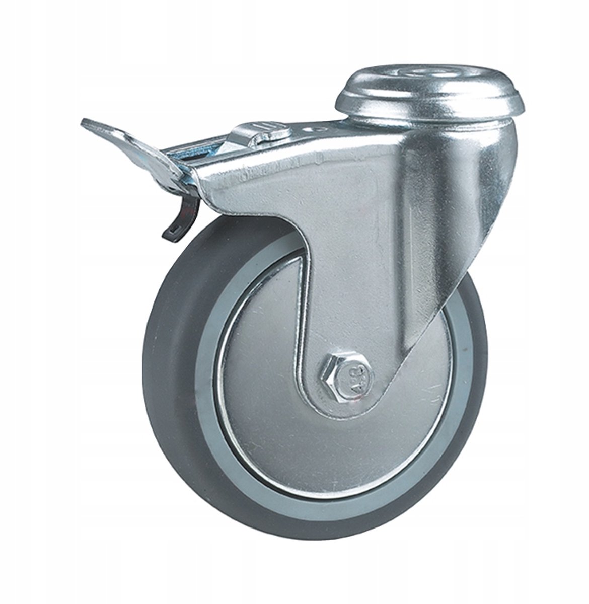 Zwenkbaar wiel met rem, 125 mm, 100 kg, voor insteekgat
