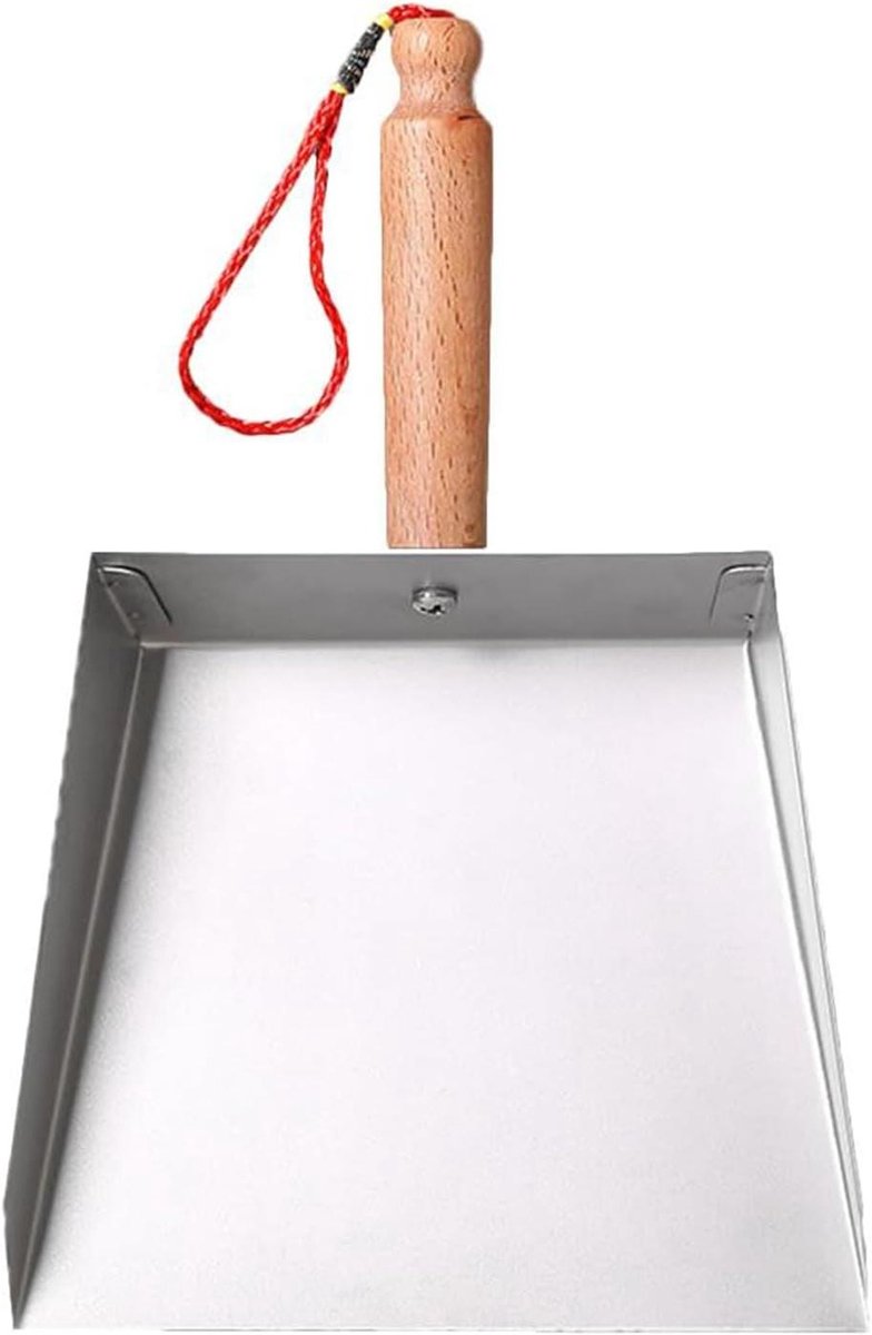 Kleine stofpan - Stoffertje - Efficiënt opruimen - Ergonomisch houten handvat - 115 x 14 cm - Zilver
