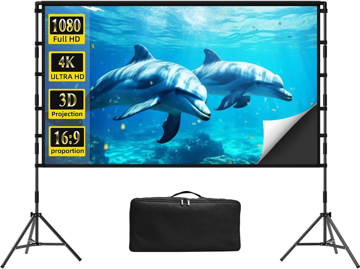 Projectiescherm 120 inch - Opvouwbaar polyester - Met draagtas - Perfect voor buitenbioscoop - ShopVlot