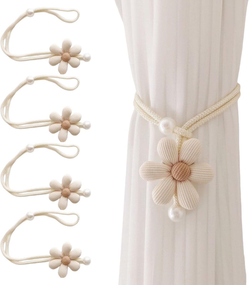 Gordijnhouders set 4 stuks - bloemenpatroon - verstelbaar - elegant voor woonkamer - ShopVlot